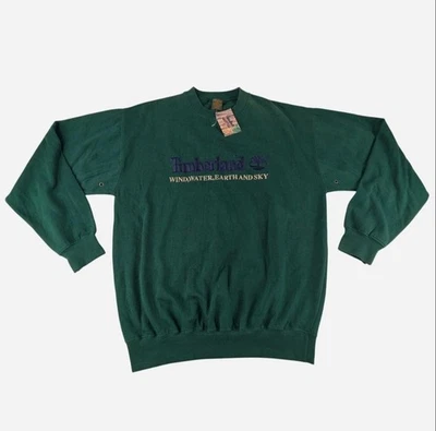 Moletom Timberland Weathergear gola redonda verde vintage anos 90 masculino M médio novo com etiquetas - Imagem 1 de 4