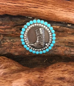 Tobogán para botas de vaquero - Trapo salvaje - Anillo bufanda - Cuentas turquesa - Imagen 1 de 6
