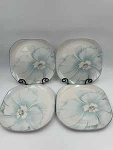 Sango Quadrille Interlude Blue Green Floral Dinner Plates 10 1/2 Inch Set Of 4 - Picture 1 of 13