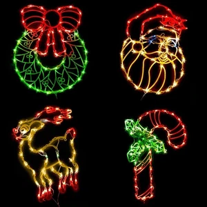 Lighted Christmas Decorations for Windows, Pack of 4 Plug-in Christmas Wreath... - Picture 1 of 6