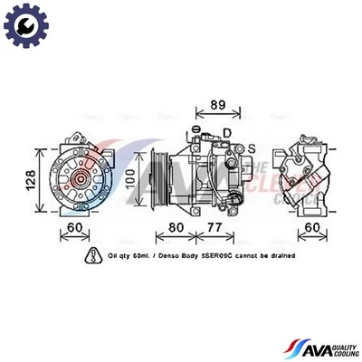 COMPRESSOR AIR CONDITIONING TOAK618 FOR TOYOTA YARIS/VITZ COROLLA AURIS/Van 1.0L - Image 1 of 4