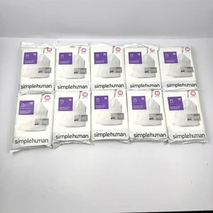 simplehuman Custom Fit Trash Can Liners Size M 45L 12 Gallon Lot of 10 Packs - Picture 1 of 5