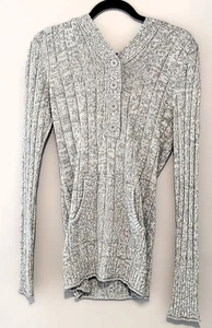 ROXY WOMENS HOODED KNIT SWEATER SIZE LARGE GRAY LONG SLEEVE - Picture 1 of 2