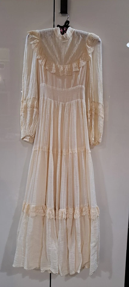 Vestido de novia Jessica by Gunne Sax años 70 de gasa de algodón natural Foto 1 de 2