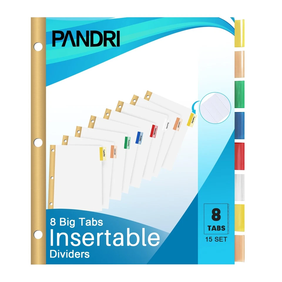 Binder Divider, 120 Pack Binder Index White Dividers with 8 Insertable Multic... - Image 1 of 4