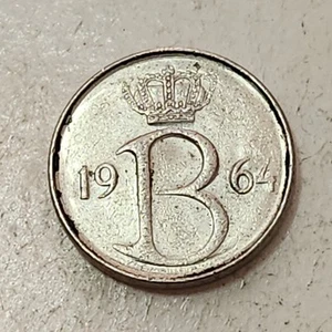 BELGIUM 🇧🇪 25 CENTIMES COIN 1964 (KING BAUDOUIN I / DUTCH TEXT) - Picture 1 of 2