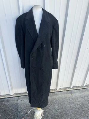Bill Blass XL 48R Charcoal Gray  Double Breast Overcoat Mens Coat Wool Velour - Image 1 of 4
