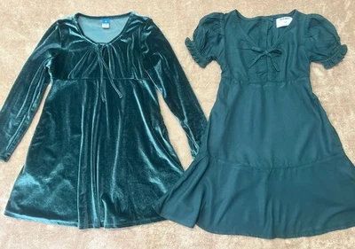 Old Navy 8 Pacote de Vestido Verde Esmeralda Veludo Macio Plissado Camadas Festa de Férias - Imagem 1 de 3