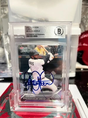 2023 Topps Now No60 Elvis Andrus 2k Hit Auto белый Sox фиолетовый No/25 сертификат подлинности BAS плита - Изображение 1 из 4