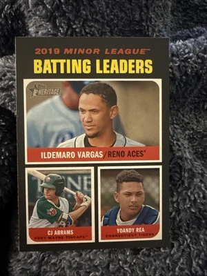 2020 Topps Heritage Minor League 184 CJ Abrams Padres Ildemaro Vargas Yoandy Yea - Image 1 of 2