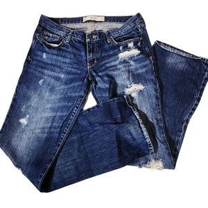 Abercrombie and Fitch Jeans Womens Sz 8 Emma 29/33 Dark Wash Destressed Cotton - Picture 1 of 11