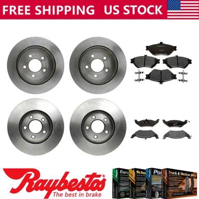 Rotores de freno delanteros traseros y pastillas de freno metálicas para Mercury Grand Marquis 1995 Foto 1 de 4