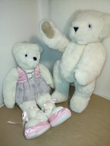 2 Pc. VERMONT TEDDY BEAR STUFFED 18" WHITE KATERINA BALLERINA/ Angel Bear White - Picture 1 of 15