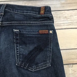 7 For All Mankind Dojo Cropped Jeans Dark Wash Wide Leg Mid Rise Sz 26 - Picture 1 of 8