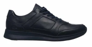MSRP $168.00 ! Lacoste Men's Size 13 M US Joggeur 316 1 Cam Leather Black Shoes - Picture 1 of 12