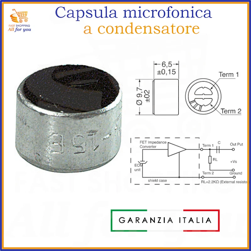 Capsula per x microfono dinamica microfonica a condensatore capsule microfoniche - Immagine 1 di 1