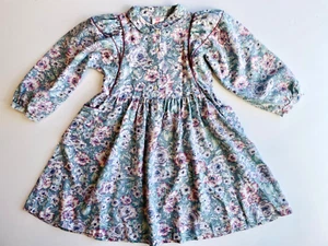 VTG 80'S-90'S MOUSE FEATHERS BLUE&PINK FLORAL PRINT PRAIRIE DRESS*GIRL'S 6 - Picture 1 of 7