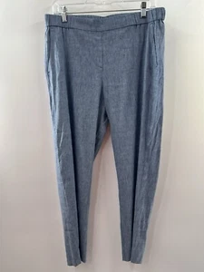 J. Jill Women’s Pull On Elastic Waist Linen Blend Chambray Cropped Pants M NWT - Picture 1 of 9