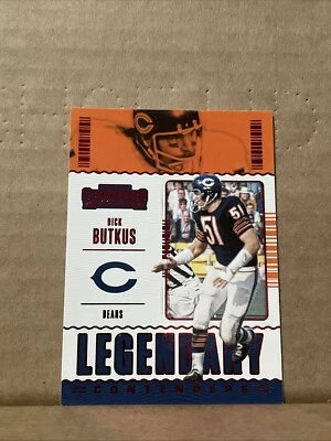 2020 DICK BUTKUS PANINI NFL LC-DBU RED LEGENDARY CONTENDERS SP CARD BEARS HOF - Image 1 of 2