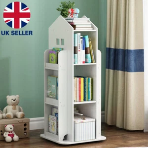 Rotating Bookshelf Castle Rack Display Floor Standing Bookcase Kids Toys Storage - Picture 1 of 11