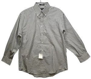 Nordstrom Mens Shop Classic Fit Gingham Dress Shirt 15.5/32 Gray & Brown - Picture 1 of 6