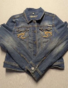 Hydraulic Denim Jacket Womens Juniors Size Medium Blue Double Front Flap Pockets - Picture 1 of 8