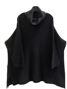 Eskandar O/S Heathered Charcoal 100% Heavy Cashmere Turtlenk Tunic Sweater 34"L - Picture 1 of 4