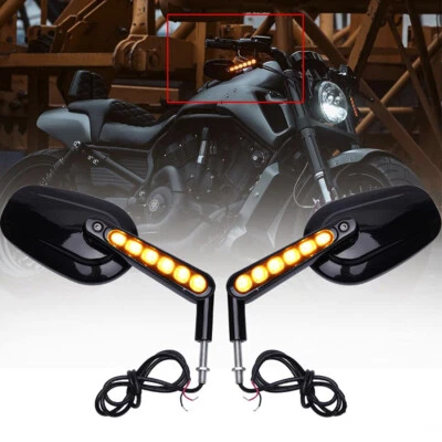 Motorcycle Rear View Mirrors with LED Turn Signal Light for Harley Sportster 883 - Image 1 of 4