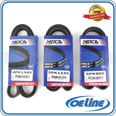 3 pcs fit 99-04 Nissan Xterra Frontier 3.3L Alternator-A/C-PS Drive Belt Set - Image 1 of 4