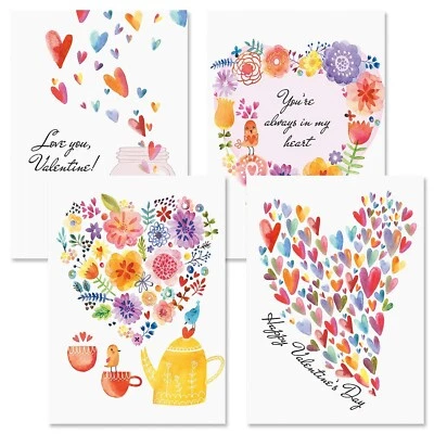 Tarjeta de felicitación de San Valentín Paintbox actual - Paquete de 8 tarjetas con sobres blancos,... Foto 1 de 4