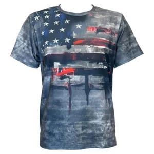 Black Camouflage Western T-Shirt Herren USA Flagge Kurzarm - Bild 1 von 2