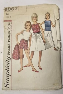Vintage 1960s Simplicity Girl's Sewing Pattern TOP SKIRT PANTS SHORTS Sz 8 4967 - Picture 1 of 3