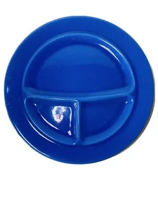 Metlox PoppyTrail Grill Plate Divided Plate Delphinium Blue Vintage - Picture 1 of 5