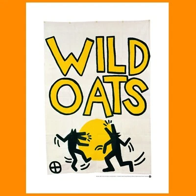 Cartel impreso litografía arte pop avena salvaje de Keith Haring Estate 1981 vintage años 90 Foto 1 de 4