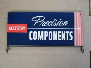 Vintage P.R. Mallory & Co. Inc. Letrero metálico de encendido de componentes de precisión - Imagen 1 de 3