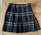 M&S Collection Wool Blend Check Plaid Black & Tan Skirt UK Size 10