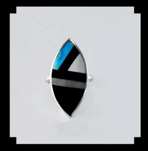 Vintage Zuni Multi Stein Inlay Ring Größe 5 1/2 - Bild 1 von 6