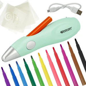 Airbrush Set Kinder, Elektr. Farbsprühstift, 12 Filzstiften,19 Schablonen, USB - Bild 1 von 7