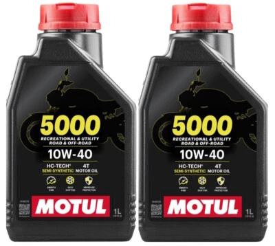 Motul 5000 10W-40 4T Motorcycle Engine Oil 10W40 Semi-Synthetic 2L MA2 2 Litres - Image 1 of 4