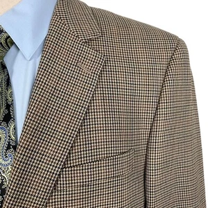 Lauren Ralph Lauren Blazer Men 44R Brown Houndstooth Classic Office Sport Jacket - Picture 1 of 13