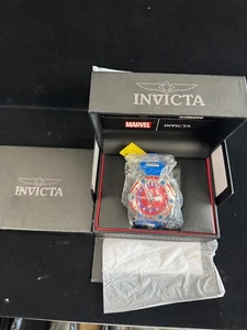 Invicta Herren Marvel Spiderman Bolt Viper Silber Blau Rotes Zifferblatt Armband Uhr Neu mit Etikett - Bild 1 von 3