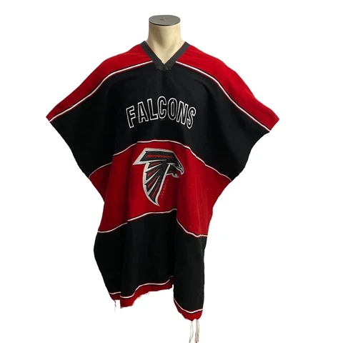 Atlanta Falcons Poncho Fringe Blanket Embroidered Football Team Spirit Imperfect Cover