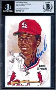 Lou Brock Beckett BAS Signed Perez Steele Postcard Autograph - Picture 1 of 2