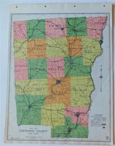 1941 Large (16 X 22 inch) Map of Chenango County New York - Picture 1 of 1