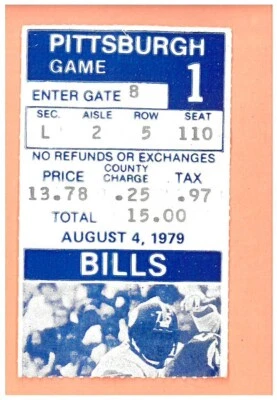 Boleto de la NFL Pittsburgh Steelers Buffalo Bills 8-4-1979 Super Bowl XIV temporada Foto 1 de 3