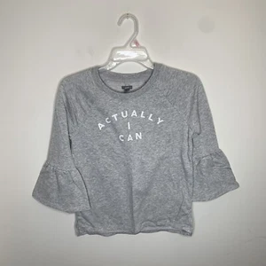 Aerie Aeropostale Womens XS Grey Actually I Can 3/4 Flare Sleeve Shirt - Picture 1 of 8