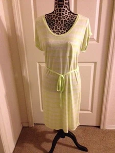 OLD NAVY - LIME GREEN STRIPE SHORT SLEEVE DRESS - M - Picture 1 of 3
