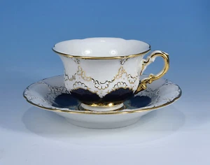 Meissen "B-Form kobalt/gold" Prunk-Mokkatasse & Untertasse 1.Wahl - Bild 1 von 2