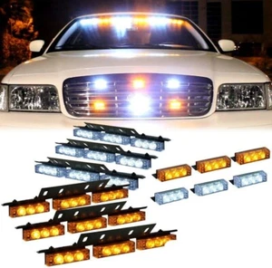 54 LED Strobe Flash Light Car Truck Grill Emergency Flashing Warning Amber White - Bild 1 von 11