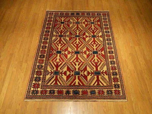 Alfombra kazaja caucásica hecha a mano de alta calidad 4,4 x 6,6 _tintes vegetales lana hilada a mano - Imagen 1 de 10